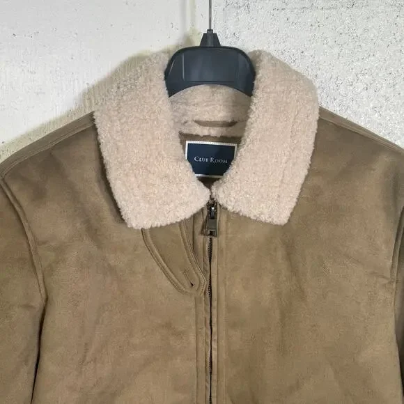 Club Room Men's Faux Suede shearling lined Jacket,, Tan L $250 - Picture 5 of 9